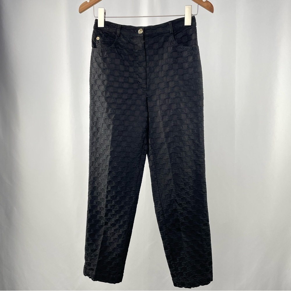 St. John Sport Straight Leg Signature Print Pants in Black Size 2